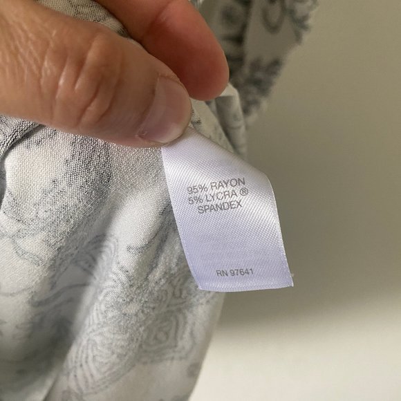 J Jill Womens Blouse Shirt Floral Spring White Size L Scoop Neck Color Block - Picture 9 of 10